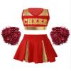 Aislor Girl's Cheer Leader Costume Cheerleading Uniform Fancy Dress Outfit Cosplay Halloween Costume with Pom Poms Red 14 Years view 1