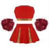 Aislor Girl's Cheer Leader Costume Cheerleading Uniform Fancy Dress Outfit Cosplay Halloween Costume with Pom Poms Red 14 Years view 2