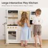 Tiny Land Play Kitchen for Kids, Toy Kitchen Set with Plenty of Play Features, New Modern Kids Wooden Play Kitchen Designed in Trendy Home Style with Curtains, Gift for Ages 3+ view 2