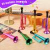 36 Pcs Plastic Trumpet Kids 6 Inch Noise Toys Play Metallic Trumpet Mini Shiny Blow Horn Noise Makers Toy Plastic Colors Musical Instruments for Sports Mardi Gras Party Favors view 4
