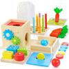 JUSTWOOD Montessori Toys for 1+ Year Old, 8-in-1 Wooden Play Kit Includes Object Permanent Box, Learning Activity Cube, Sorting & Stacking Toy, Carrot Harvest Game, Gift for Boys Girls Age 12+ Months view 1
