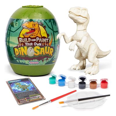 PREXTEX Build and Paint Your Own Collectible Dinosaur Toy Kit - Surprise Dino Egg Set, Building Toy, Arts and Crafts for Kids Ages 6-8, Painting Art Set, Kids Gifts, Dino Easter Basket Stuffers
