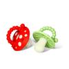 RaZbaby Soft Silicone Infant & Baby 3M+ Teether Toy Massaging Bristles Teething Relief Pacifier - Soothes Sore Gums - Hands-Free & Easy-to-Hold Chompy Teether, BPA Free (RED/Green) view 1