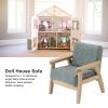 Doll House Sofa 1:12 Doll House Miniature Japanese Single Fabric Armchair Sofa Living Room Furniture Decoration(Grey Green) view 2