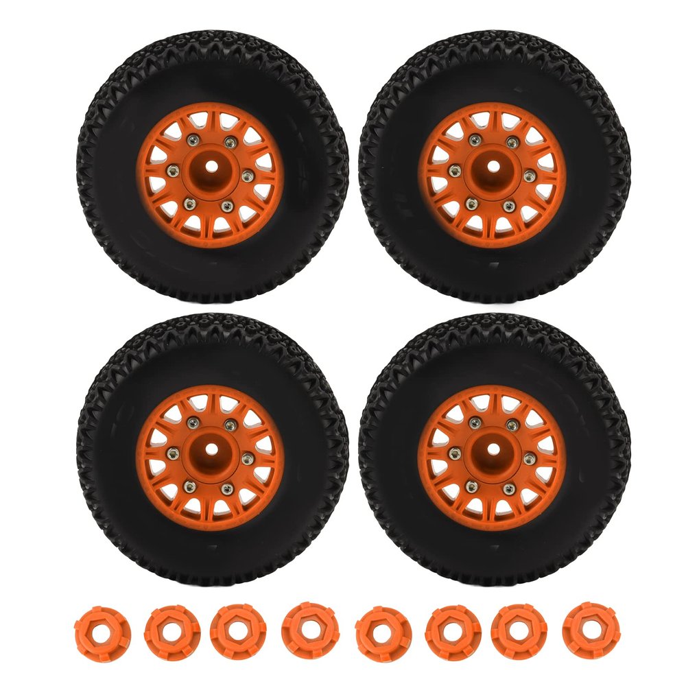 Alomejor for 1/10 RC Short Course Truck Tires for ARRMA for SENTON for for Slash 12mm 14mm 17mm Hex RC Truck Tires(Orange)