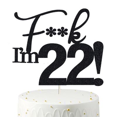 22 Cake Toppers, 22 Birthday Cake Toppers-Black Glitter, Funny 22nd Cake Topper for Men,22 Cake Topper For Women, 22nd birthday decorations,22nd Birthday Cake Topper Twenty two