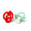 RaZbaby Soft Silicone Infant & Baby 3M+ Teether Toy Massaging Bristles Teething Relief Pacifier - Soothes Sore Gums - Hands-Free & Easy-to-Hold Chompy Teether, BPA Free (RED/Blue) view 1