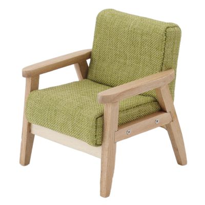 Doll House Sofa 1:12 Doll House Miniature Japanese Single Fabric Armchair Sofa Living Room Furniture Decoration(Grass Green)