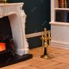 iLAND Dollhouse Furniture and Accessories of Dollhouse Fireplace on 1/12 Scale w/Fire Light & Fireplace Tools & Tong & Firewood Rack (Rococo 4pcs) view 3