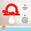RaZbaby Soft Silicone Infant & Baby 3M+ Teether Toy Massaging Bristles Teething Relief Pacifier - Soothes Sore Gums - Hands-Free & Easy-to-Hold Chompy Teether, BPA Free (RED/Pink) view 2