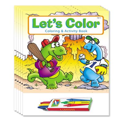 ZOCO Let's Color Coloring Books (50 Bulk Pack, with Crayons) Goodie Bag,Stocking Stuffers Party Favors Games, Puzzles, Fun Activities for Kids