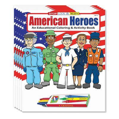 ZOCO  Patriotic Coloring & Activity Books for Kids (50 Bulk Pack, with Crayons)  American Heroes Theme for 4th of July, Veterans Day & Military Events