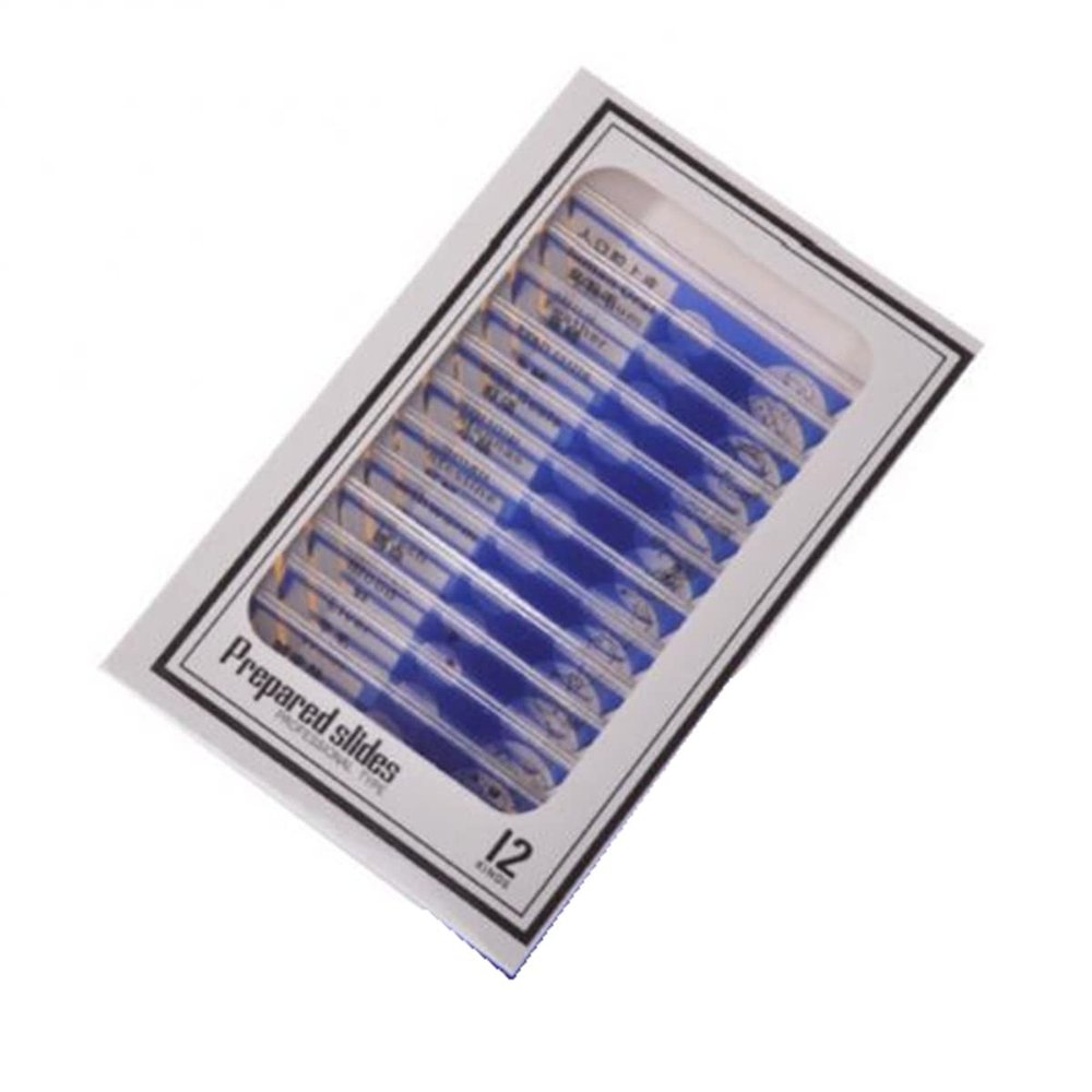 Microscope Kit 12pcs Plastic Prepared Microscope Slides Biological Experiment Accessories Microscope Lens Adapters (Color : Blue)