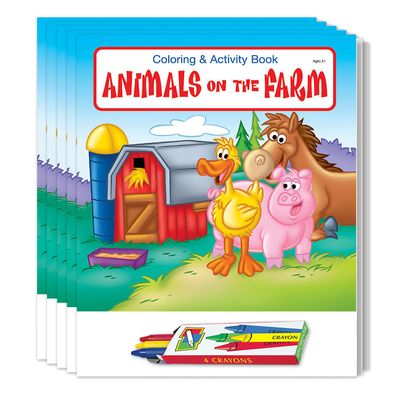 ZOCO Animals on the Farm Coloring Books (50 Bulk Pack, With Crayons) Petting Zoo Party Favors Games, Puzzles, Activities Gifts for Kids