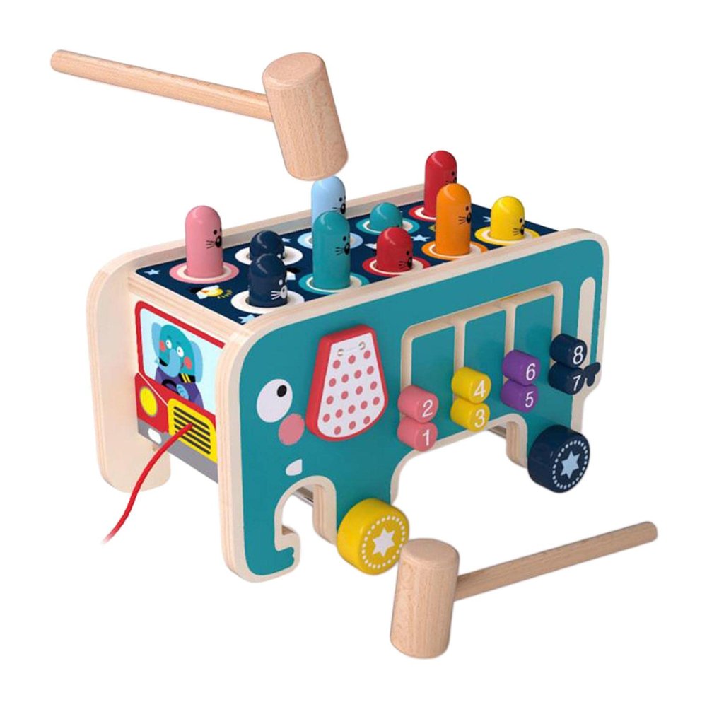 Menolana Colorful Wooden ing Pounding Bench Educational Beat Toys with Mallets for Toddlers Kids, Style B
