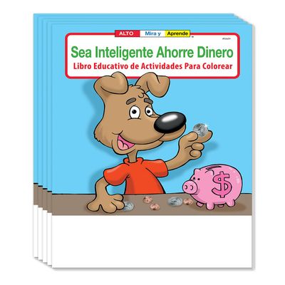 ZOCO Be Smart with Your Savings (in Spanish) Coloring Books (50 Bulk Pack, Without Crayons) Financial Literacy Activities for Kids Credit Union Bank Promo Educational Gift