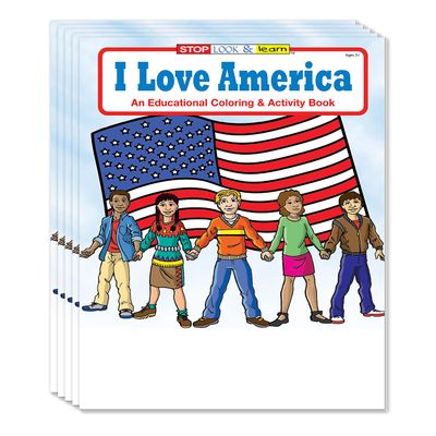 ZOCO I Love America Coloring Books for Kids (50 Bulk Pack, Without Crayons) Educational USA History, Games, Puzzles & Activities  Patriotic Classroom or Event Handouts