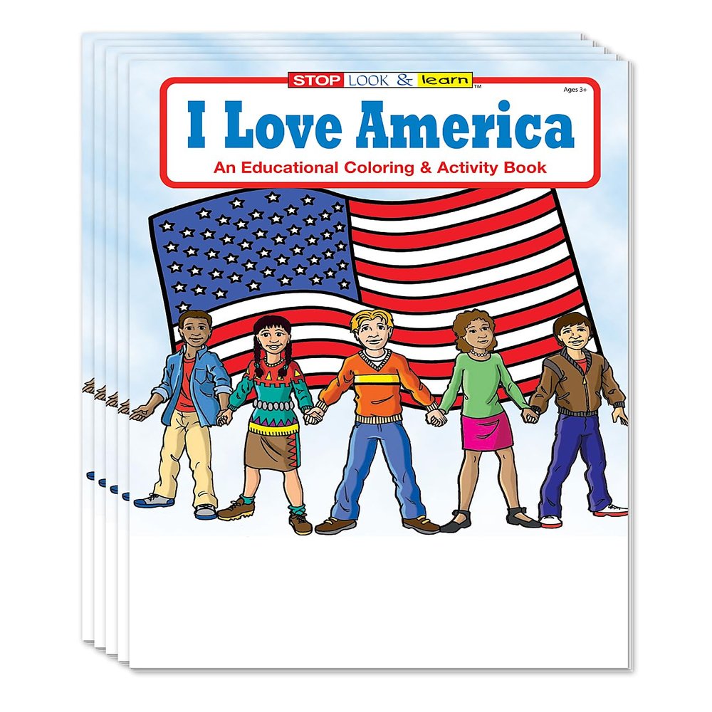 ZOCO I Love America Coloring Books for Kids (50 Bulk Pack, Without Crayons) Educational USA History, Games, Puzzles & Activities Patriotic Classroom or Event Handouts