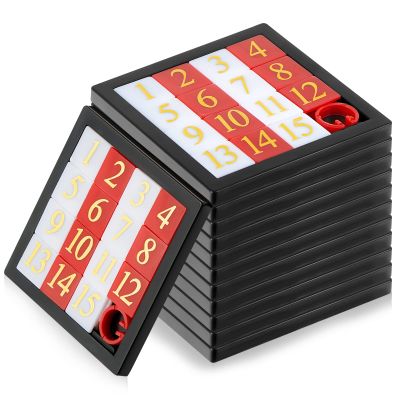 12 Pcs Number Slide Puzzles 15 Puzzle Slide Game Brain IQ Educational Teaser Learning Tool Number Learning Educational Toys for Christmas Party Favor, 2.6 x 2.6 Inch