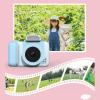 Kids Camera, 1080P Digital Dual Camera for Girls and Boys with 2.0 Inch IPS Screen for Age 3-9, Toddler Portable Toy Cartoon Stickers Selfie Video Camera with 32GB Memory Card-M-Blue view 2