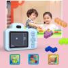 Kids Camera, 1080P Digital Dual Camera for Girls and Boys with 2.0 Inch IPS Screen for Age 3-9, Toddler Portable Toy Cartoon Stickers Selfie Video Camera with 32GB Memory Card-M-Blue view 3