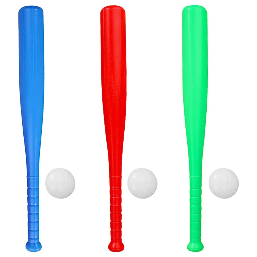 Toyvian Plastic Baseball Bat and Ball Set for Kids Lightweight Portable Baseball Playset with 3 Bats and 3 Balls Educational Outdoor Sports Toy for Skill Development and Exercise