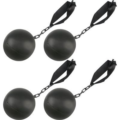 Cagemoga 4 Pack Halloween Prison Ball and Chain Plastic Ball Chain Props for Halloween Cosplay Prison Themed Party Costume Accessory