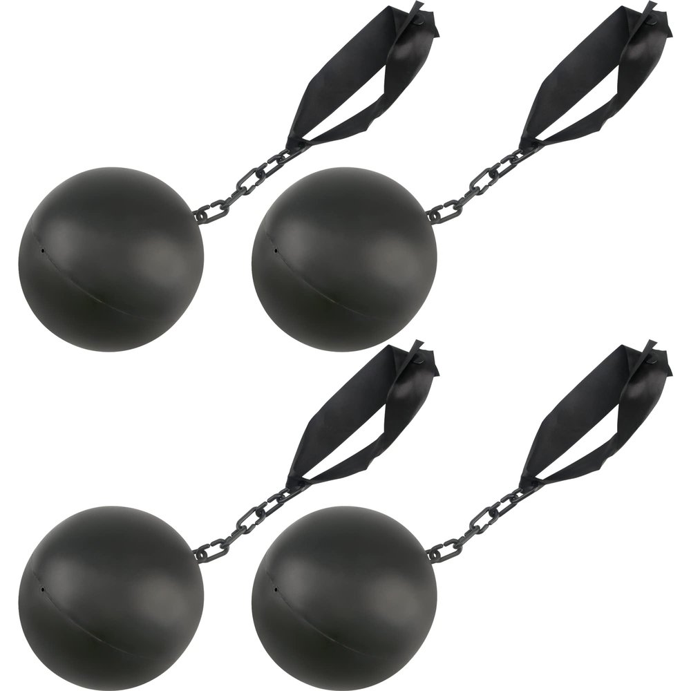 Cagemoga 4 Pack Halloween Prison Ball and Chain Plastic Ball Chain Props for Halloween Cosplay Prison Themed Party Costume Accessory