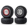 RCLIONS 1.9inch Aluminum Beadlock Wheels and Rubber Tires with Foam Insert for 1/10 RC Car Axial SCX10 90046,SCX10-III,TRX4,D90 (Silver+Red) view 1