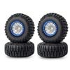 RCLIONS 1.9inch Aluminum Beadlock Wheels and Rubber Tires with Foam Insert for 1/10 RC Car Axial SCX10 90046,SCX10-III,TRX4,D90 (Matte Silver+Blue) view 1