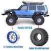 RCLIONS 1.9inch Aluminum Beadlock Wheels and Rubber Tires with Foam Insert for 1/10 RC Car Axial SCX10 90046,SCX10-III,TRX4,D90 (Matte Silver+Blue) view 4