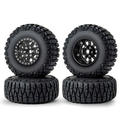 RCLIONS 1.9inch Aluminum Beadlock Wheels and Rubber Tires with Foam Insert for 1/10 RC Car Axial SCX10 90046,SCX10-III,TRX4,D90 (Black)