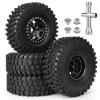 GoHobby 1/10 Scale RC Crawler 1.9 Aluminum Beadlock Wheels and Tires 4.72" 120mm Height Soft Great Grip for Traxxas TRX4 Axial SCX10 II III Redcat Gen 8 Rocks Mud (Style B) view 1