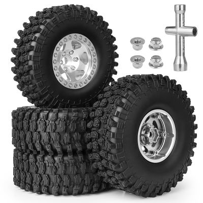 GoHobby 1/10 Scale RC Crawler 1.9 Aluminum Beadlock Wheels and Tires 4.72" 120mm Height Soft Great Grip for Traxxas TRX4 Axial SCX10 II III Redcat Gen 8 Rocks Mud (Style A)