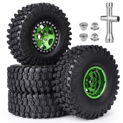 GoHobby 1/10 Scale RC Crawler 1.9 Aluminum Beadlock Wheels and Tires 4.72" 120mm Height Soft Great Grip for Traxxas TRX4 Axial SCX10 II III Redcat Gen 8 Rocks Mud (Style F)