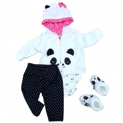Reborn Baby Dolls Clothes 20 inch Outfit Accessories for 17-22 Inch Newborn Baby Doll GirlPanda 4pcs Set