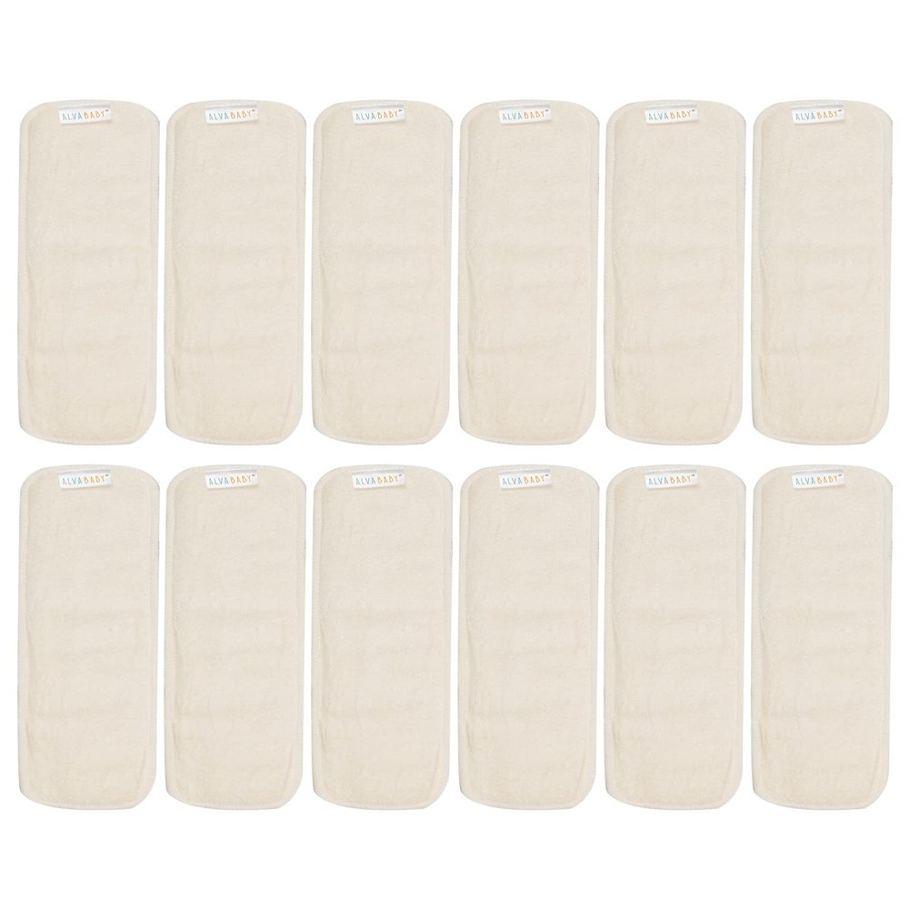 ALVABABY 12PCS Newborn Cloth Diaper Inserts - 4 Layers, Reusable, Overnight 12SMB