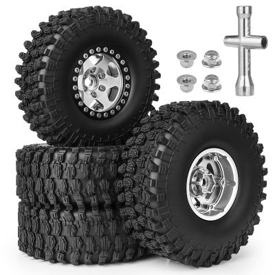 GoHobby 1/10 Scale RC Crawler 1.9 Aluminum Beadlock Wheels and Tires 4.72" 120mm Height Soft Great Grip for Traxxas TRX4 Axial SCX10 II III Redcat Gen 8 Rocks Mud (Style D)