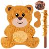 Lewtemi 14.5 Inch Bear Piata Bear Themed Birthday Party Supplies Animal Piata with Wood Bat Stick, Paper Blindfold and Confetti for Valentine Baby Shower Party Decor Kid Adult Boy Girl view 1