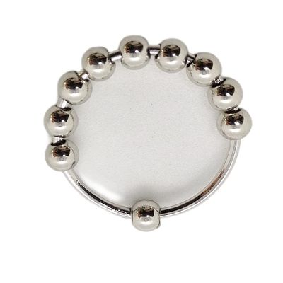 Biuhapiy 925 Silver Ladies Anti-Anxiety Ring Bead Rings Men's Ladies Rotational Stress Anxiety Relief Ring (size 6, steel color)