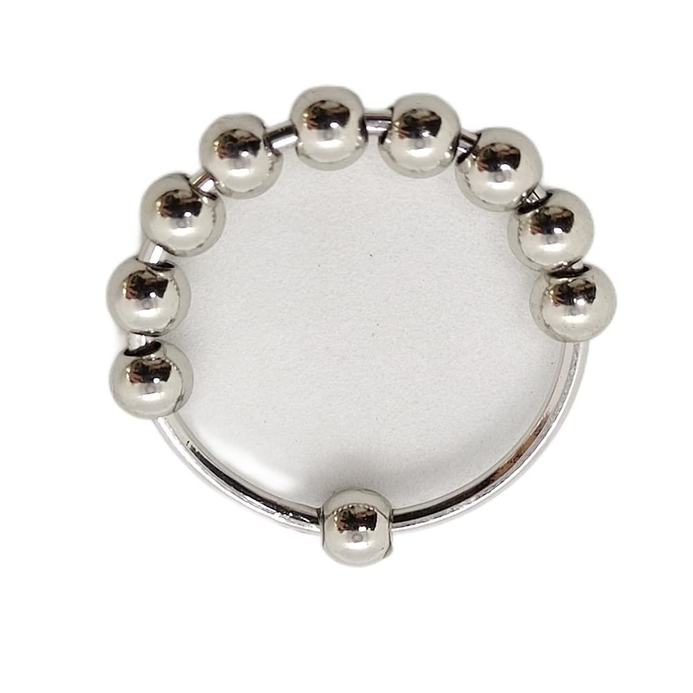 Biuhapiy 925 Silver Ladies Anti-Anxiety Ring Bead Rings Men's Ladies Rotational Stress Anxiety Relief Ring (size 6, steel color)