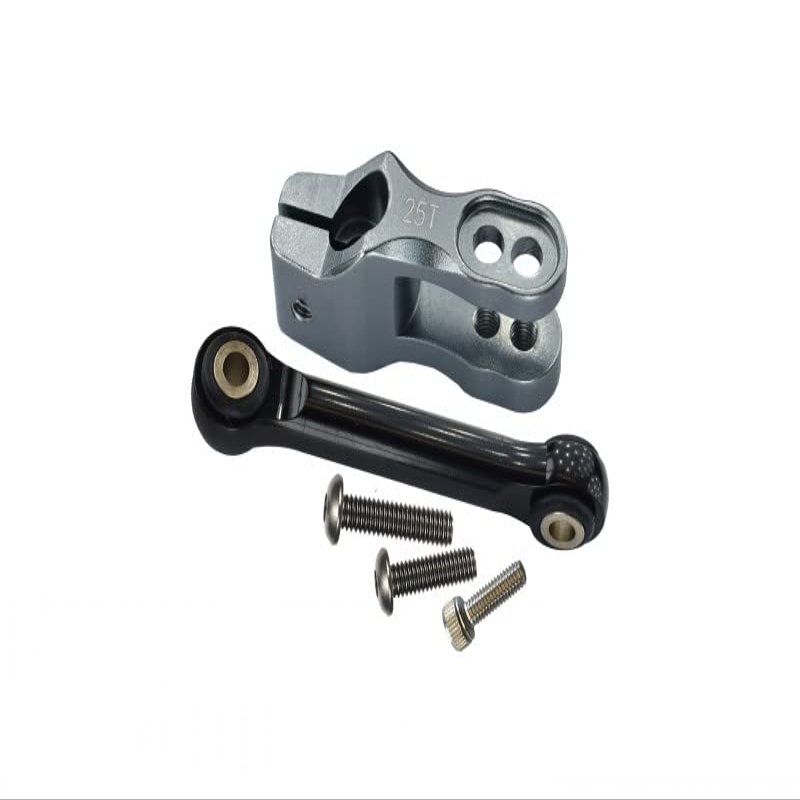 GPM 5Pcs Set Upgrades Aluminum 6061-T6 Servo Horn with Tie Rods for 1/7 Unlimited Desert Racer (85076-4) RC Cars (Gray)