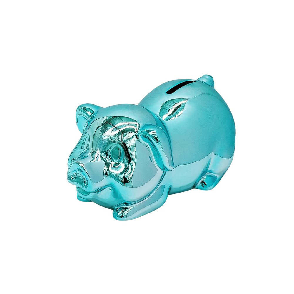 Ceramics Pig Piggy Bank for Adults, Saving Money Bank for Kids, Cute Coin Bank Decorative for Home, Kid's Birthday Gifts (Blue-Piggy2)
