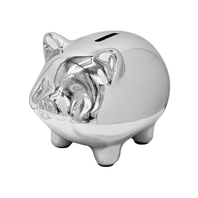 Ceramics Pig Piggy Bank for Adults, Saving Money Bank for Kids, Cute Coin Bank Decorative for Home, Kid's Birthday Gifts (Silver -Piggy1)