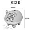 Ceramics Pig Piggy Bank for Adults, Saving Money Bank for Kids, Cute Coin Bank Decorative for Home, Kid's Birthday Gifts (Silver -Piggy1) view 2