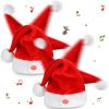 Janmercy 2 Pcs Singing and Dancing Christmas Hat Electric Swing Moving Santa Cap Plush Red Musical Funny Xmas Toy Hat for Christmas New Year Party Supplies Xmas view 1