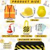 Sratte 62 Pcs Construction Birthday Party Supplies Set Kids Construction Dress up Set Including Vest, Hat, Tote Bag, Tablecloth, Traffic Cone Cups and Stickers for Themed Birthday Dress up Party Decor view 3