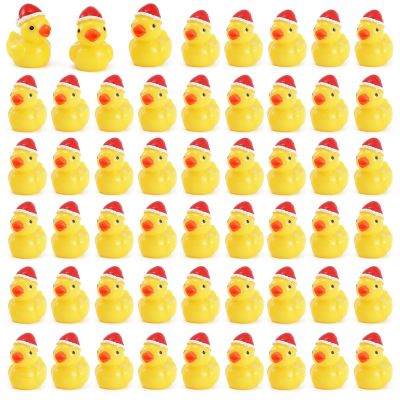 50Pcs Mini Resin Ducks, Mini Christmas Ducks Miniature Duck Figures Ornament for Craft, Dollhouse, Garden Decoration, Home Decorations Christmas Party Favors Gift