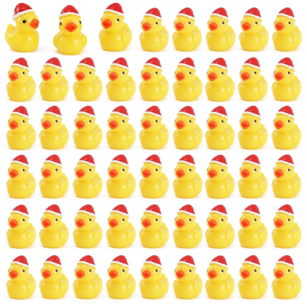 50Pcs Mini Resin Ducks, Mini Christmas Ducks Miniature Duck Figures Ornament for Craft, Dollhouse, Garden Decoration, Home Decorations Christmas Party Favors Gift
