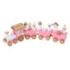 TOYANDONA 1Pack Christmas Wooden Train, 4 Section Mini Train Rail Toy Set Pink Creative Adornment with Snowman and Bear, Desktop Gift for Kids Christmas Party Kindergarten Decoration view 1